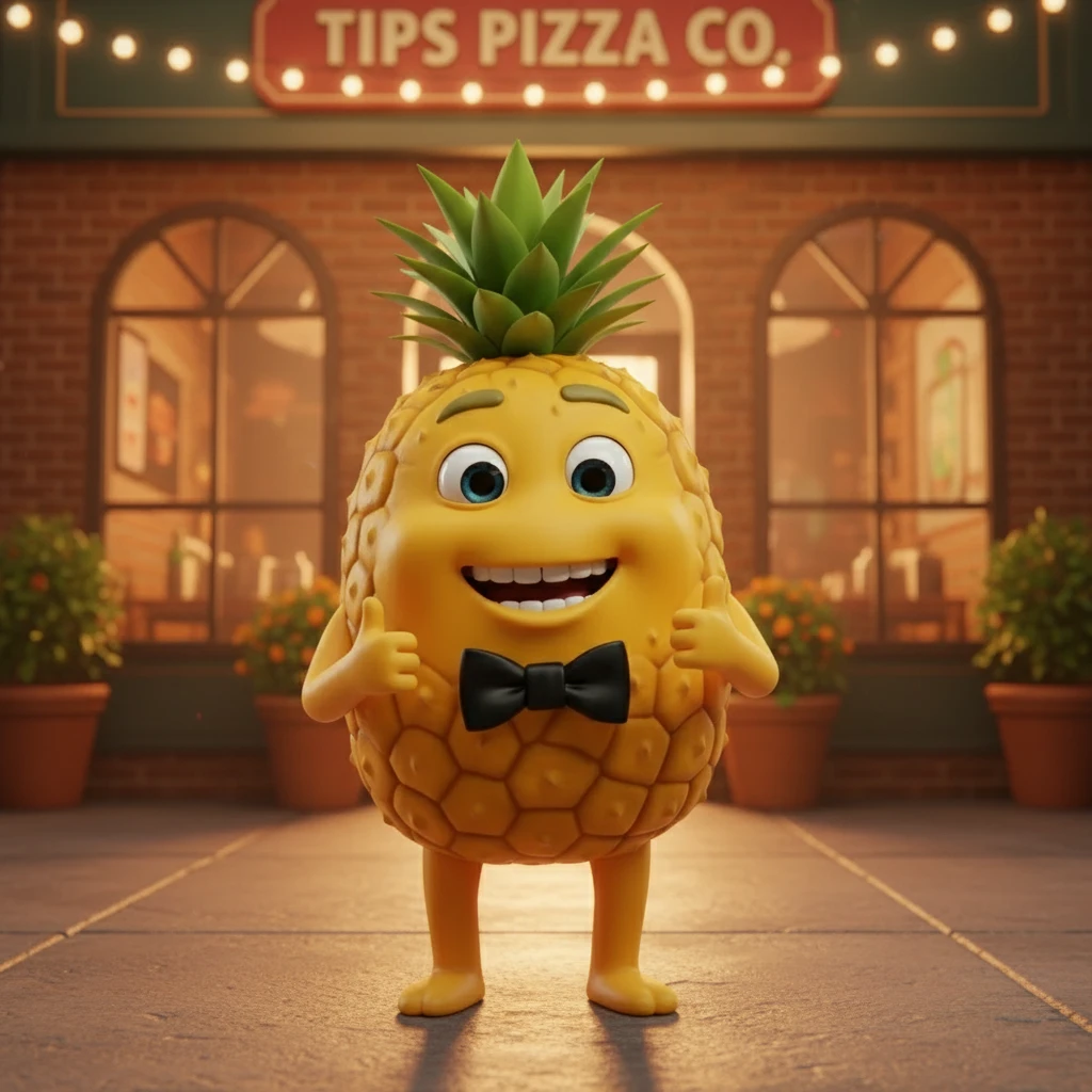 Tip the pineapple mascot giving thumbs up
